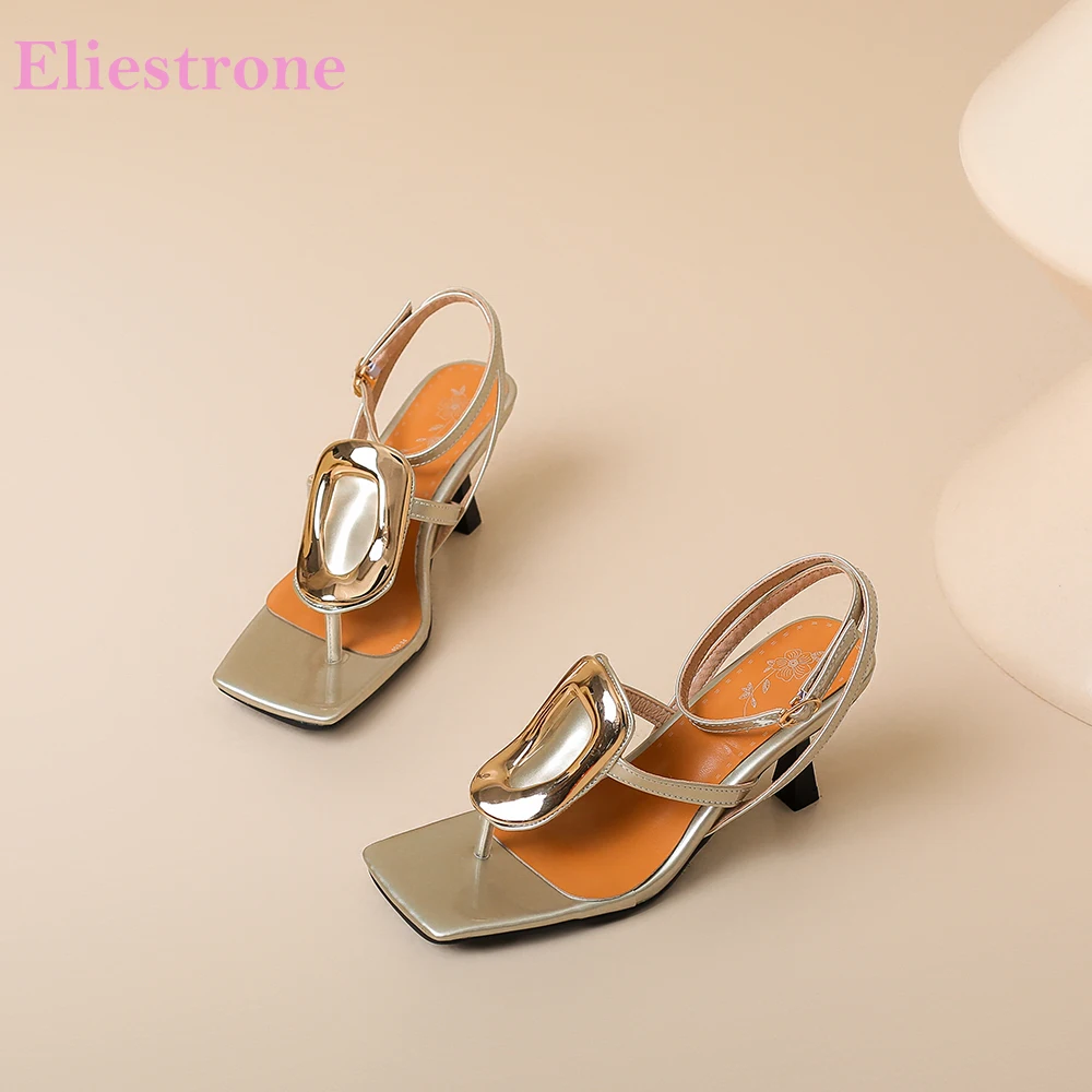 2025 sommer Glamour Schwarz Gold Frauen Casual Sandalen Sexy Karree High Heels Dame Schuhe Plus Kleine Große Größe 32 43 46 48