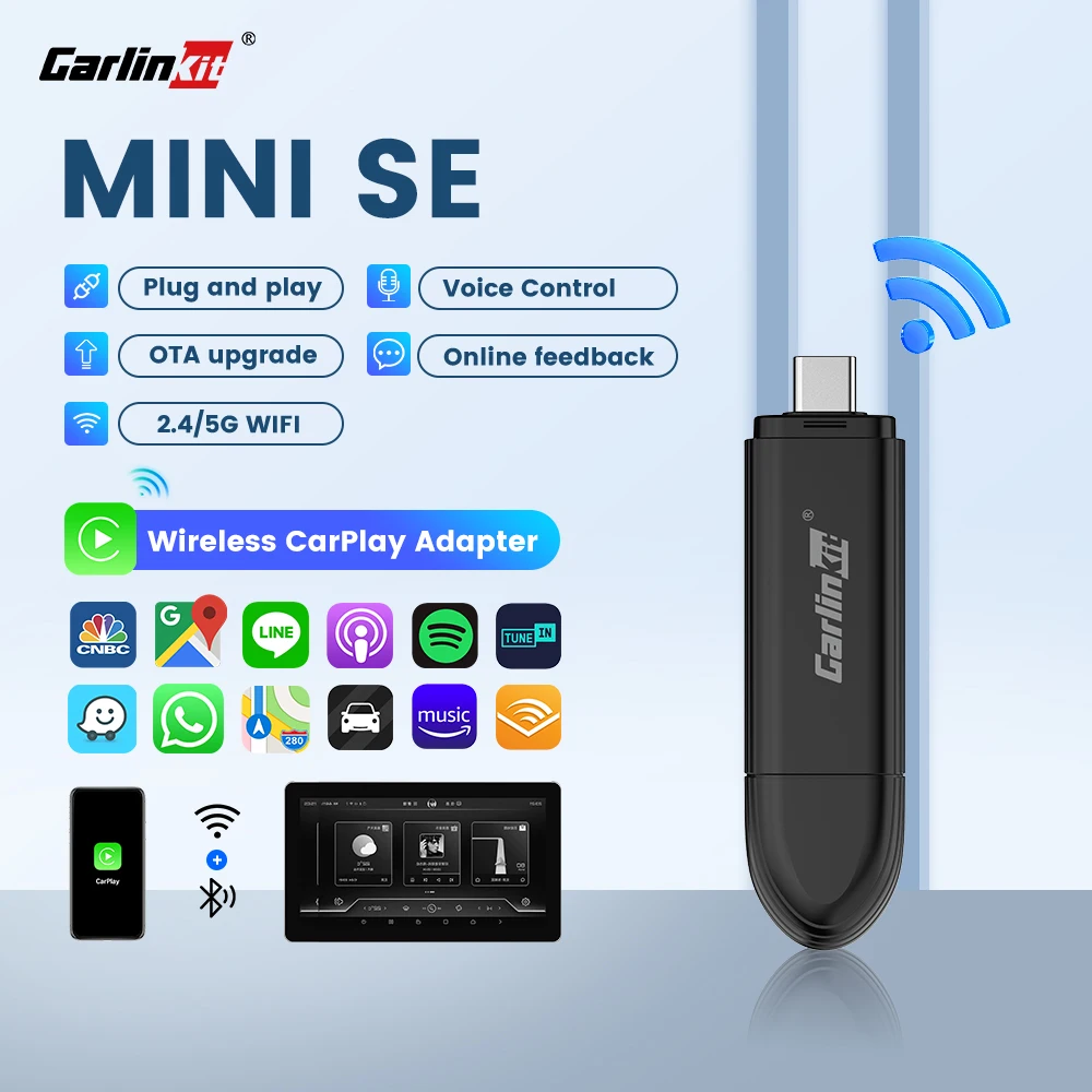2024 CarlinKit MINI SE CarPlay Wireless-Adapter Car Play Dongle WiFi Fast Connect Plug and Play für Benz Mazda Audi VW Kia Volvo Image