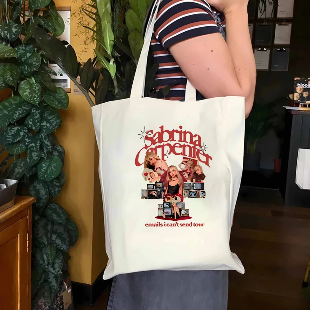 Sabrina Carpenter Casual Vielseitige Canvas Tote Bag Vintage Harajuku Print Y2K Sabrina Carpenter Damenmode Umhängetasche
