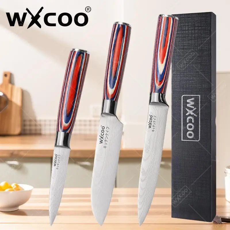 WXCOO Küchenmesser, Messer aus Edelstahl mit hohem Kohlenstoffgehalt und Geschenkbox, Mehrzweckbecher, Ausbeinmesser, Obstschneiden, Fleischschneiden Image