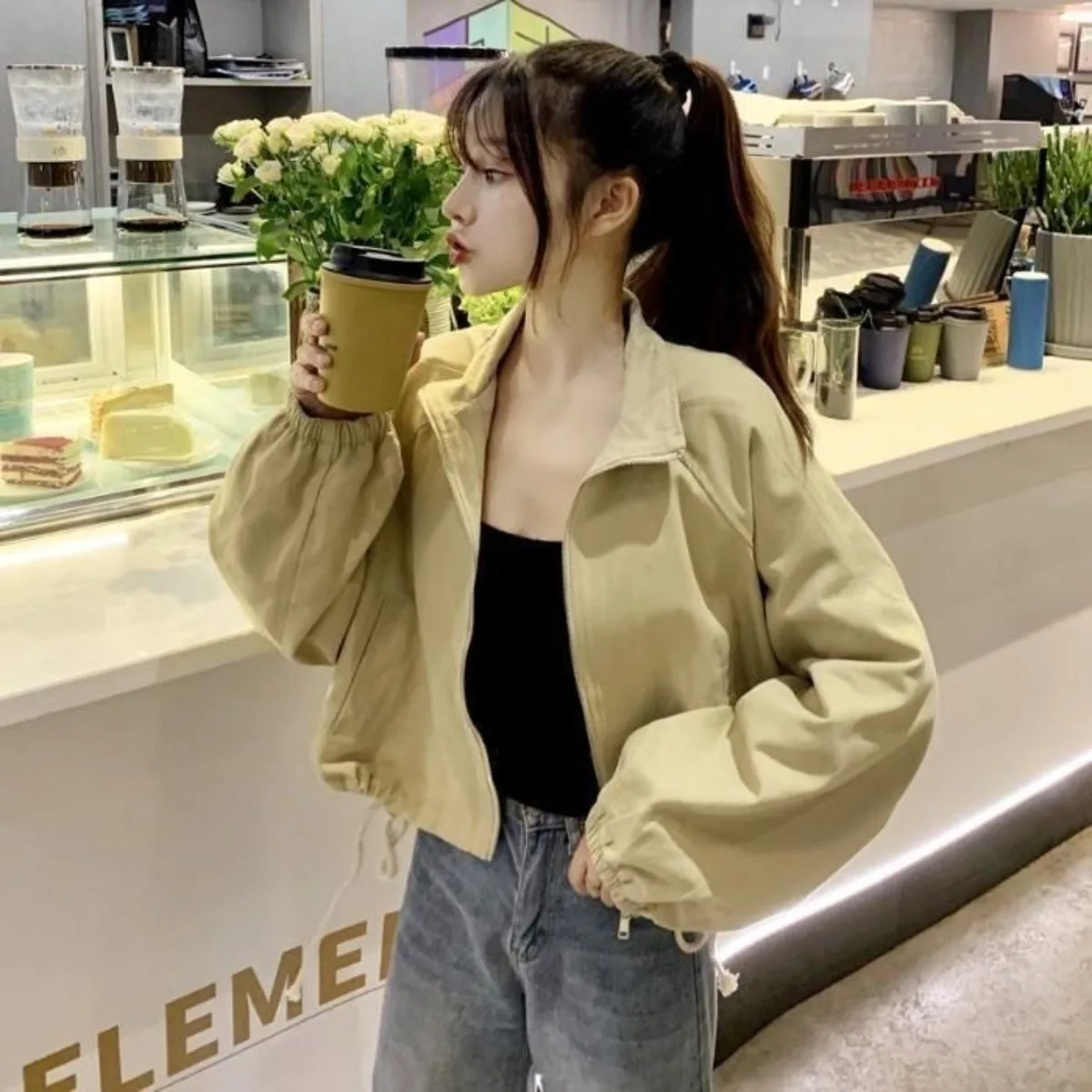 Clothes for Thin Style Women Sweatshirts Y2k Sweatshirt Solid Color Zip Hoodie Clothing Female Versatile Trend Streetwear
