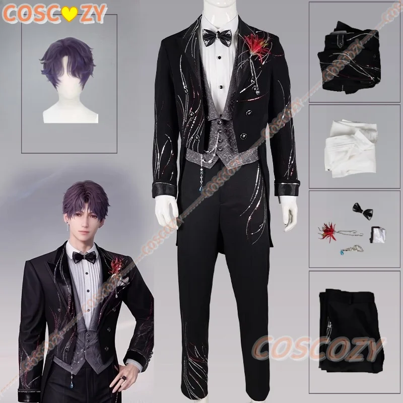 Spiel Liebe Und Deepspace Rafayel Cosplay Kostüm Perücke Hochzeit Anzug Smoking Gentleman Party Ball Männer Halloween Party Hochzeit Uniform Image