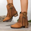 Damenstiefel, Quaste, Chelsea-Schuhe, Damen, 2022, Trend, modische Stiefeletten, spitze Zehen, Absätze, Übergröße, mittlerer Absatz, elegante Bootise