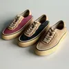 Dave&Di Sneakers Schuhe Damen Britische Retro Canvas Schuhe Leder Bequeme atmungsaktive College Sneakers Freizeitschuhe Damen