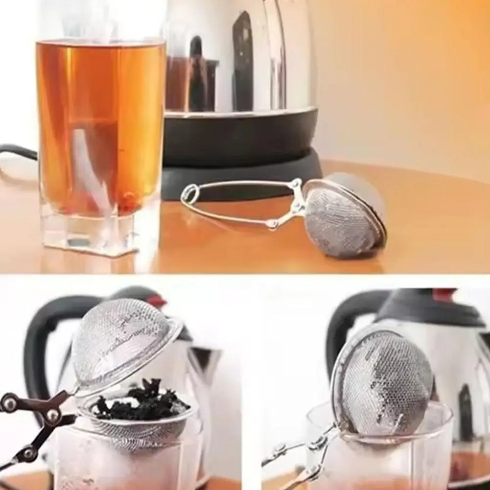 Wiederverwendbare Stahl Tee-ei Kugel Mesh Teesieb Filter Kräuter Küche Gadget Griff Diffusor Kaffee Anti-verbrühen S T1F7 Image