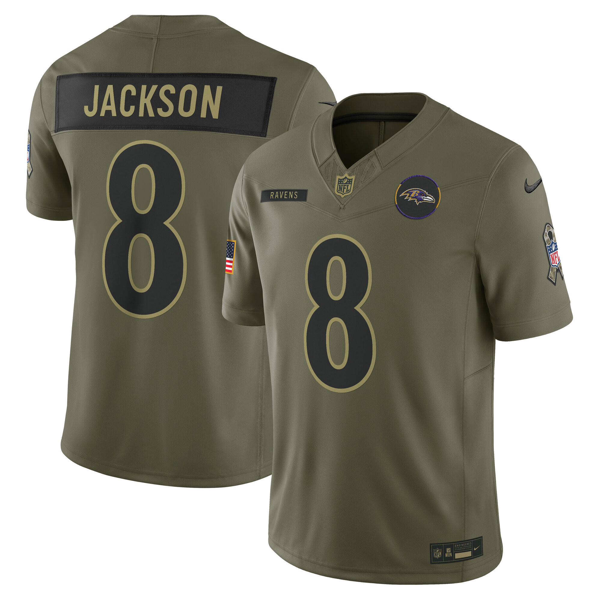Baltimore Ravens Nike 2025 Salute To Service Trikot - Lamar Jackson - Herren Image