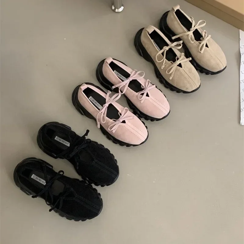 2025, herbst Neue Stil Koreanische Version Französisch Stil Runde Kappe Doppel Bogen Dicken Boden Lässige Modische Mary Jane frauen Schuhe