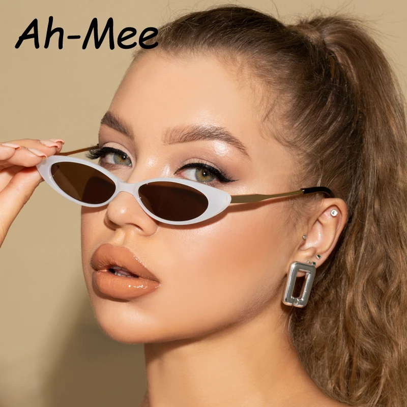 Wandern Metall Rahmen Cat Eye Frauen Anti Licht Gläser Schmale Getönte Farbe Objektiv Gläser Candy Farbe Internet Celebrity Empfehlen Image