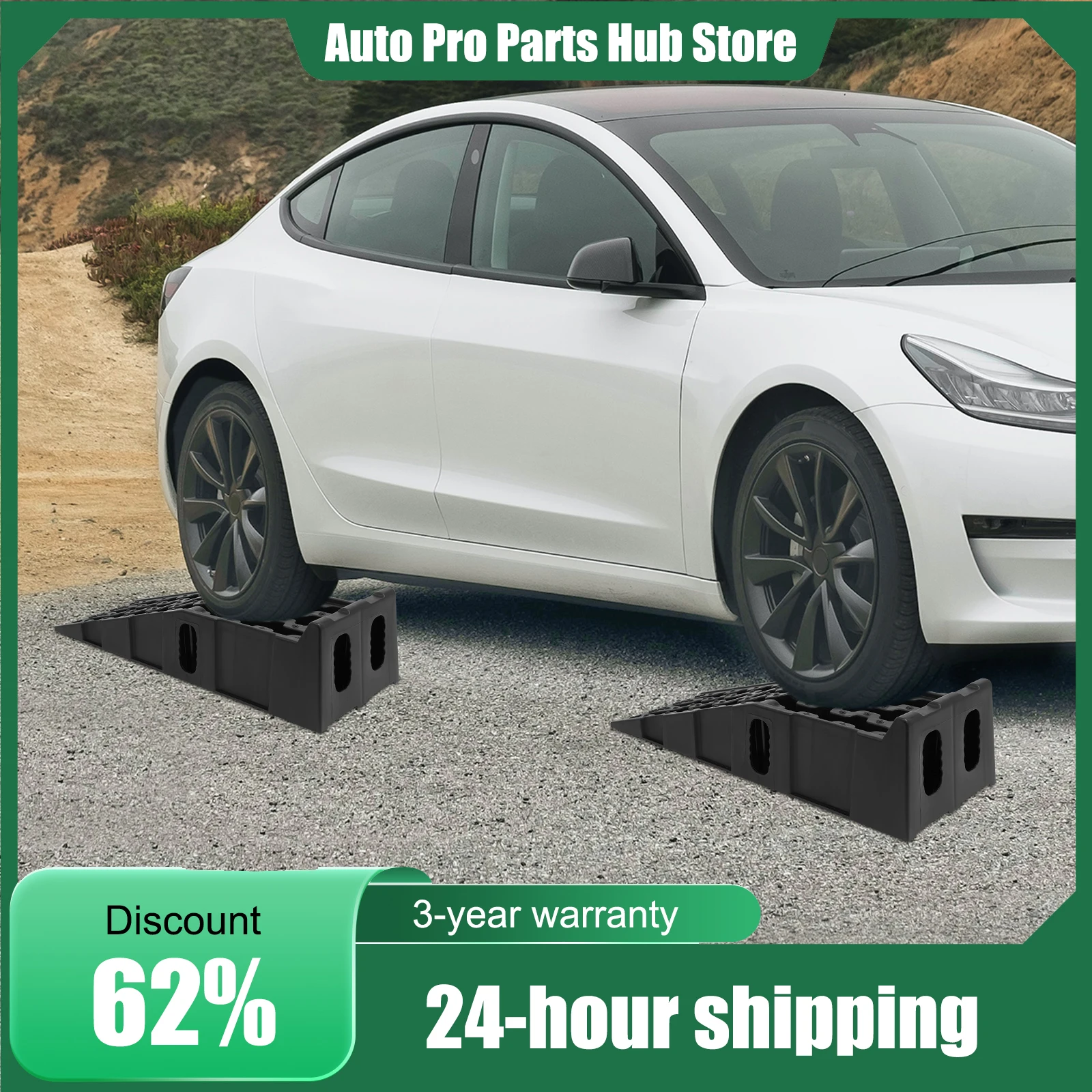 Coppia rampe di sollevamento per auto da 7 tonnellate ruota larga, rampa per auto extra larga per carichi pesanti, rampe per auto in plastica PP, carico 7257,48 kg, nero antiscivolo