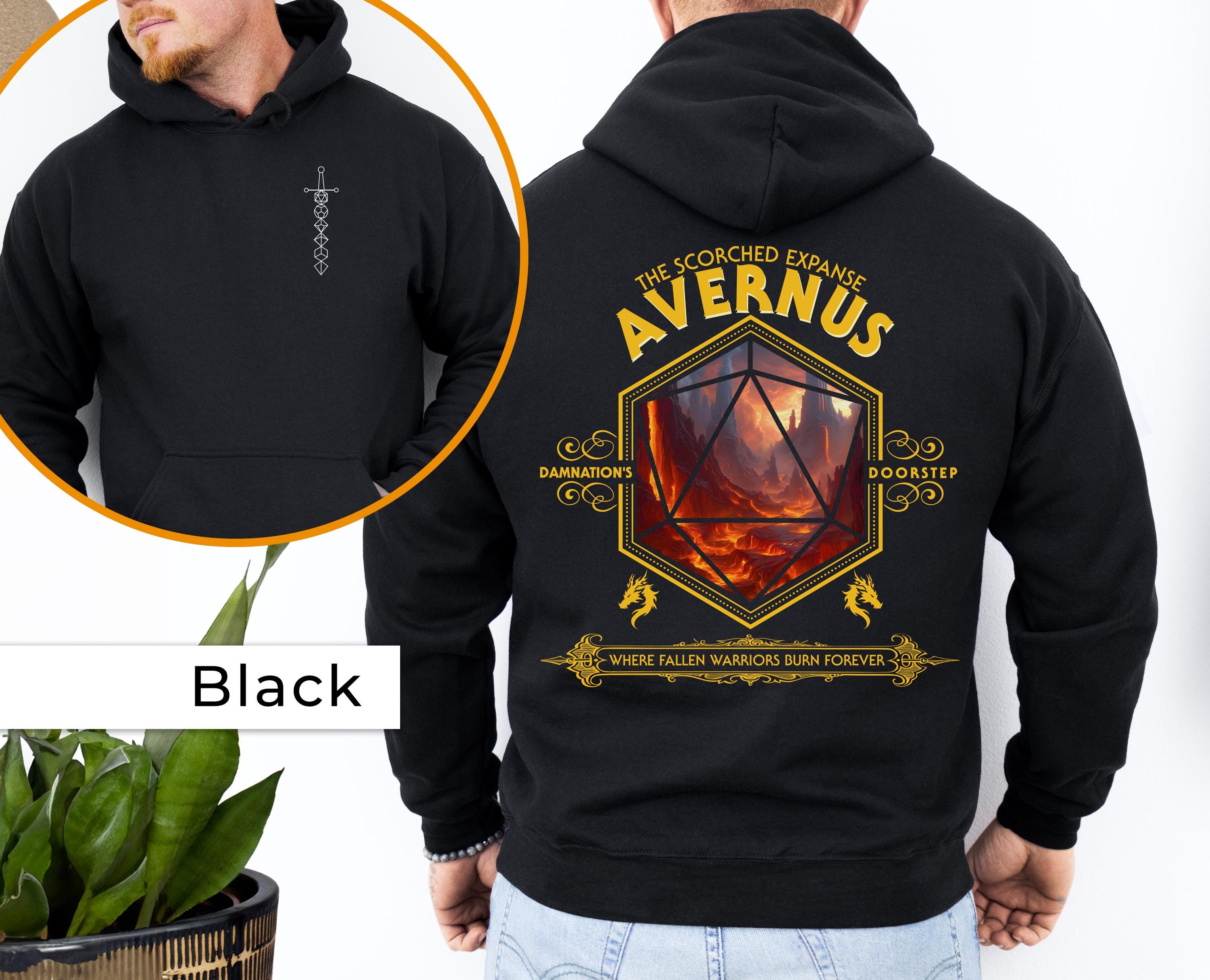 FELPA CON CAPPUCCIO Avernus DND, felpa con cappuccio Dungeons, felpa con cappuccio Dragons, felpa con cappuccio D&d, felpa regalo Dnd, felpa con cappu