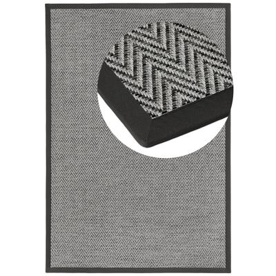 Teppich DEKOWE "BasicS2 Fischgrat", grau (schiefer), B:80cm H:10mm L:150cm, Kunstfaser, Teppiche, Fischgrät Design, mit Bordüre, In- und Outdoor geeignet Image