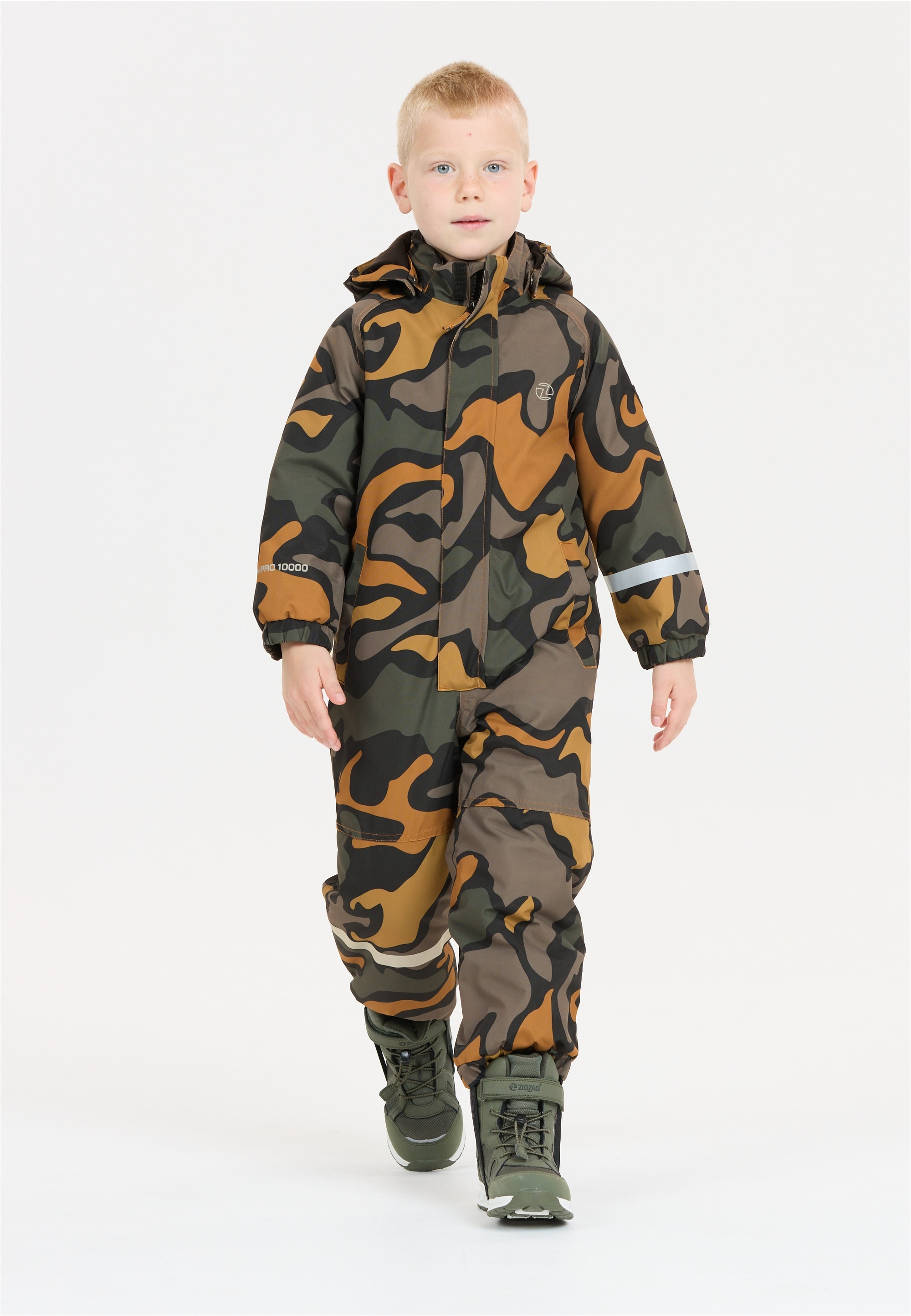 Schneeoverall ZIGZAG "Tower", Kinder, Gr. 122, braun, grau, 100% Polyester, lang, Overalls, mit wasser- und winddichter TPU-Membran Image