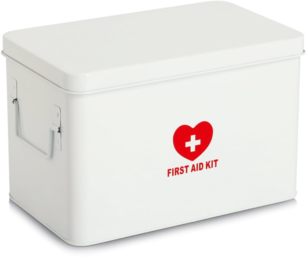 Aufbewahrungsbox ZELLER PRESENT "Metall, weiß", weiß, rot, B:32cm H:20,5cm T:19cm, Metall, Aufbewahrungsboxen, robust, dekorativ, flexibles Ordungssystem