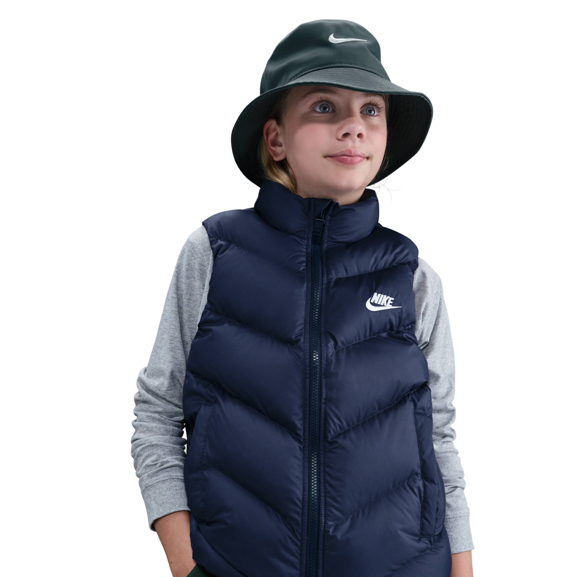 Funktionsweste NIKE SPORTSWEAR "K NSW TF ADP PUFFER VEST", Kinder, Gr. M, midnight navy, weiß, Obermaterial: 100% Polyester, Westen Image