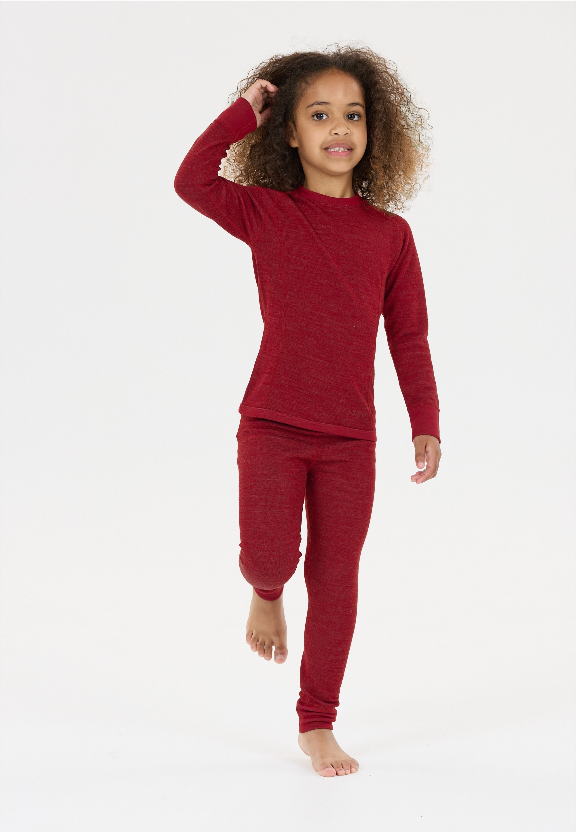 Funktionsshirt ZIGZAG "Funktionswäsche-Set Pattani", Kinder, Gr. 128, rot, rot, 45% Wolle, 45% Polyester, 10% Elasthan, unifarben, normal, Rundhals, Shirts, mit hohem Merinowolle-Anteil Image