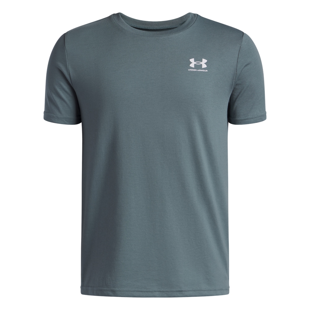 T-Shirt UNDER ARMOUR "UA B SPORTSTYLE LC SS", Kinder, Gr. XL, jasper blau,, weiß, Obermaterial: 60% Baumwolle, 40% Polyester, Sportlich, Rundhals, Shirts, Für Kinder Image