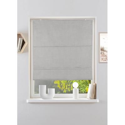 Rollo MY HOME "RIOLA" Gr. 14, grau (light grau), B:80cm H:210cm, Polyester, Rollos, Faltrollo in trendiger Leinenoptik NEUHEIT Image