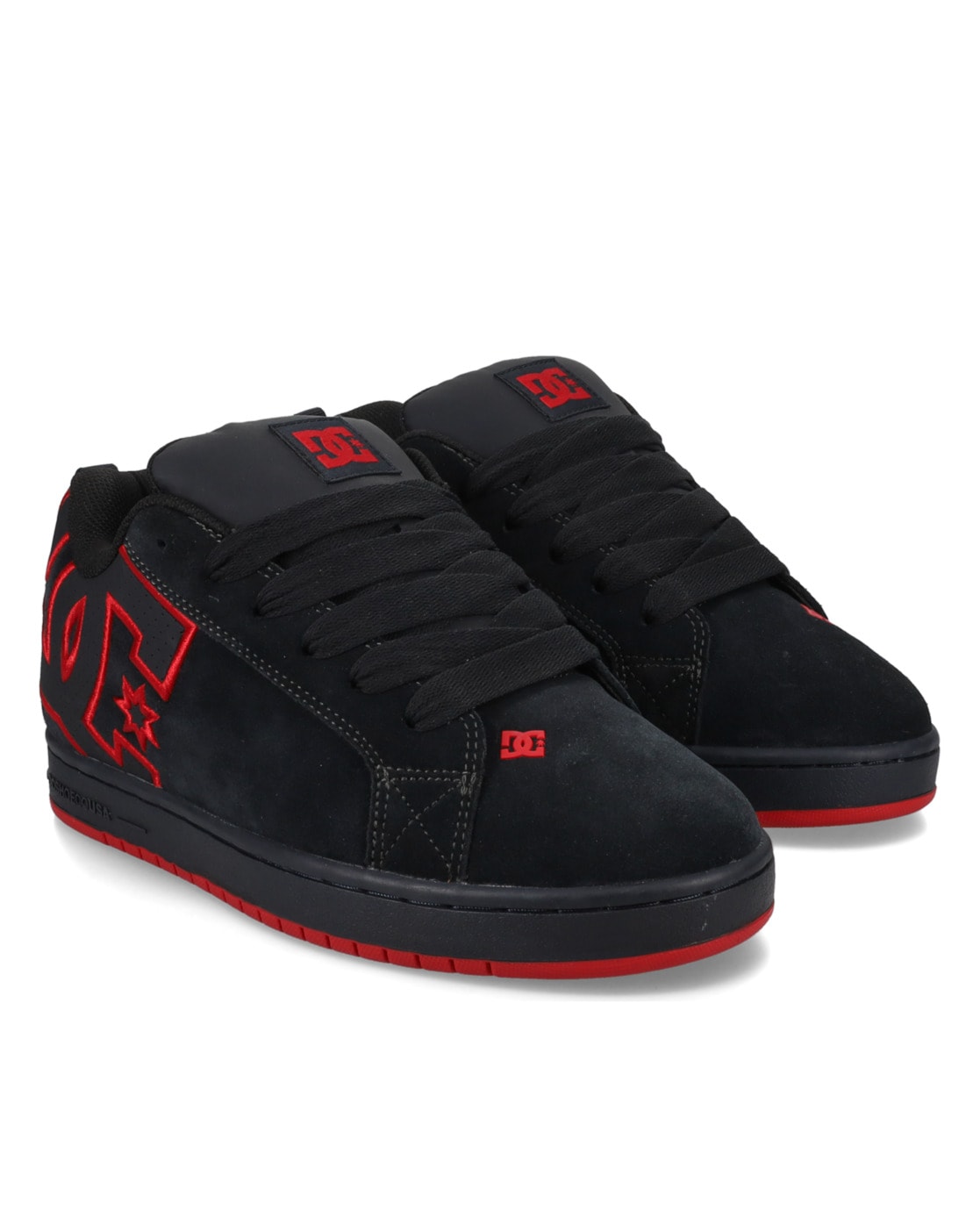 Sneaker DC SHOES "Court Graffik", Gr. 10,5 (44), grau (schwarzgrau, rot), 57.05% Leder, 28.2% Synthetikmaterial, 13.87% Polyester, 0.88% Textil, Schuhe