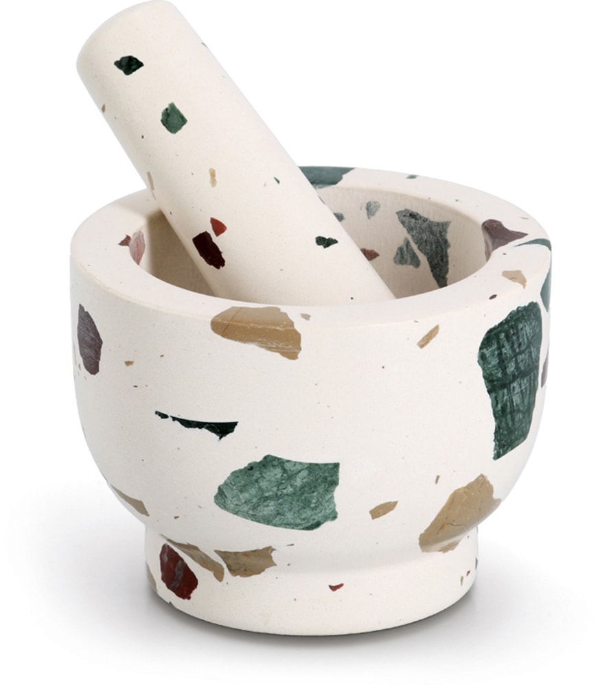 Mörser ZELLER PRESENT "& Stößel-Set, "Terrazzo", bunt, H:9cm Ø:12cm, Natur-Granit, Mörser, Natur-Granit, 1,7 kg, 240 ml Image
