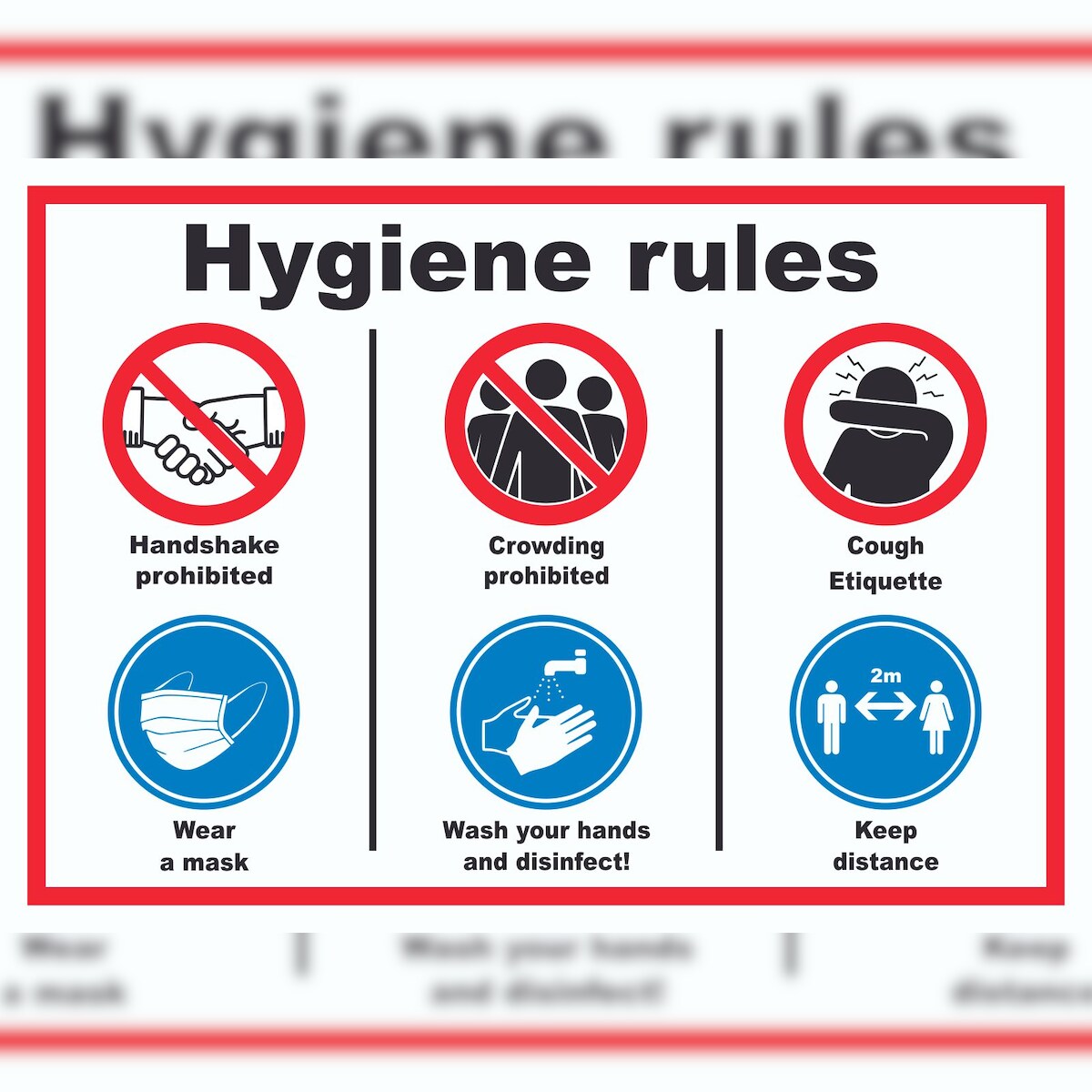 HB-Druck Hygiene rules Symbol und Text Schild A0 Rückseite selbstklebend Image