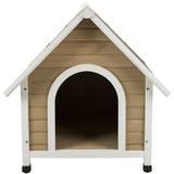 Natura Tan Cottage Nantucket Dog House, 37" L X 31.5" W X 33.5" H, Small, Tan / White