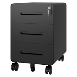 Bisley EasyRoll Rollcontainer mit 3 Schubladen, Container abschließbar aus Metall in schwarz - Rollwagen für's Büro als Schreibtisch Unterschrank, Image