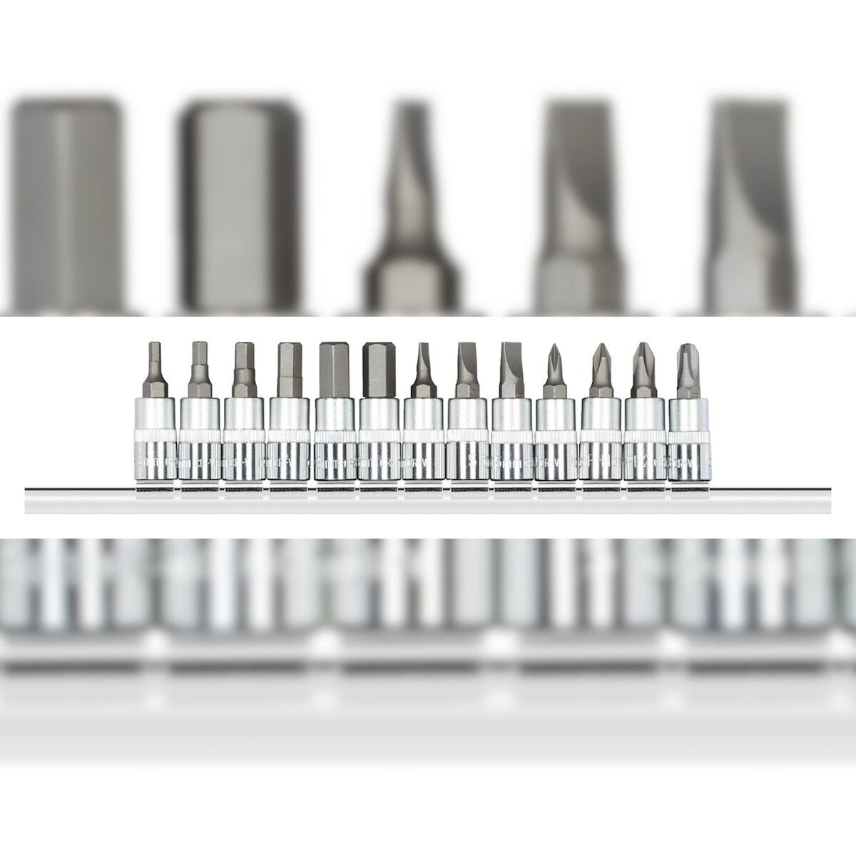 GEDORE red Schraubendrehereinsätze 1/4 +Leiste 13-teilig, R48008013 Image