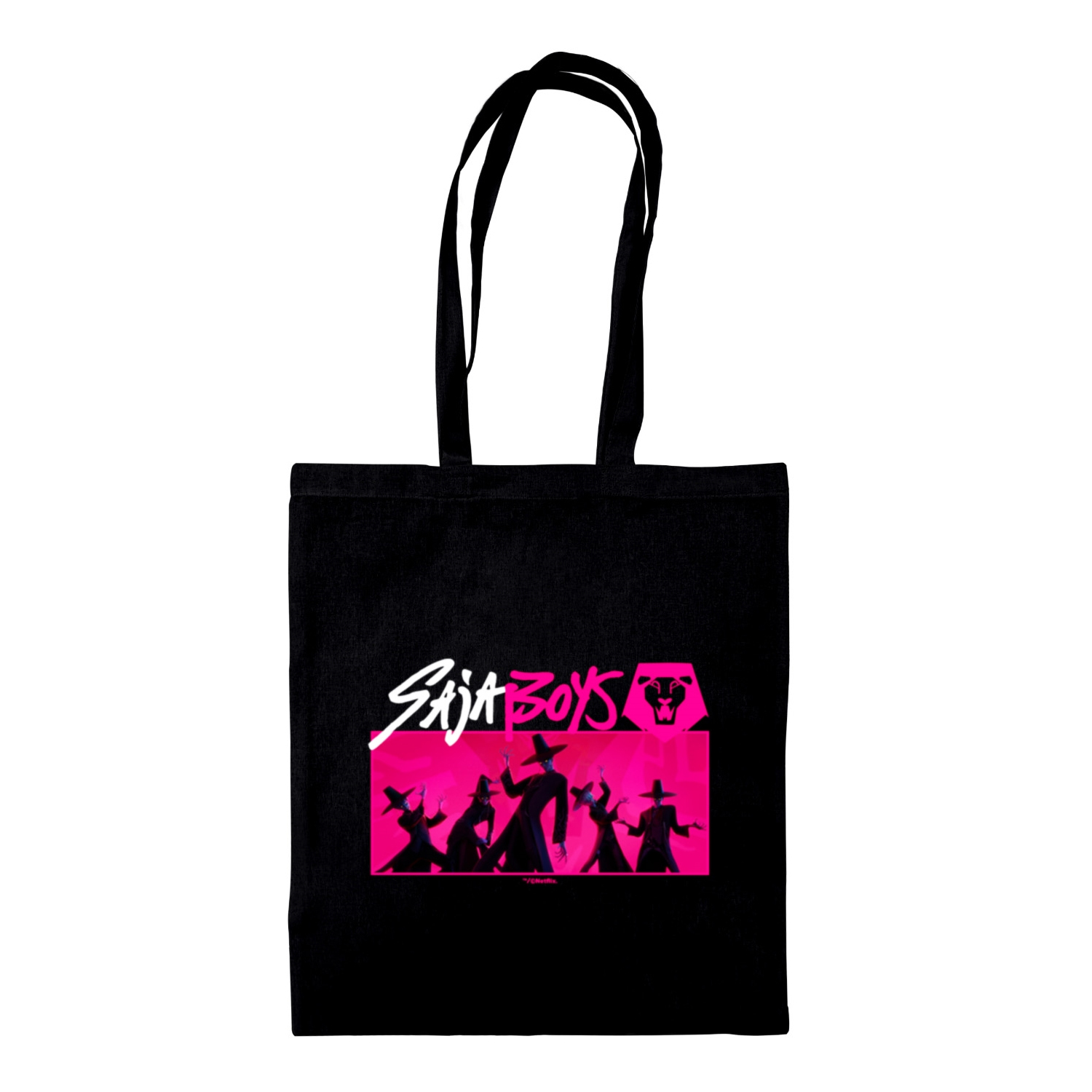 K-Pop Dämonenjäger Saja Boys Tote Bag (Schwarz/Pink) Image