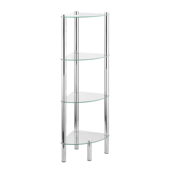 Eckregal Yago 4 Ablagen aus Edelstahl & Glas WENKO