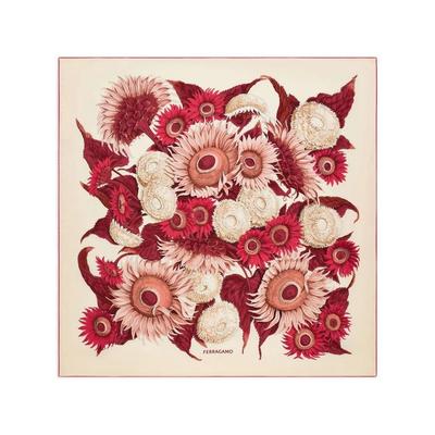 Sunflower Print Silk Scarf - Pink - Ferragamo Scarves