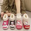 Neue Herbst-Winter-Stiefel für Kinder, Hello Kitty Cartoon-Plüsch, warme Regenstiefel für den Außenbereich, wasserdichte kurze Stiefel für den Innenbereich