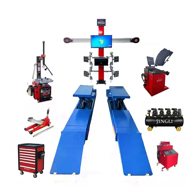 Jingli Ein kompletter Satz Fahrzeugreparaturausrüstung CE-geprüfter Vierpfosten-Autolift Die vordere 3D-Radausrichtungsmaschine zum Verkauf Image