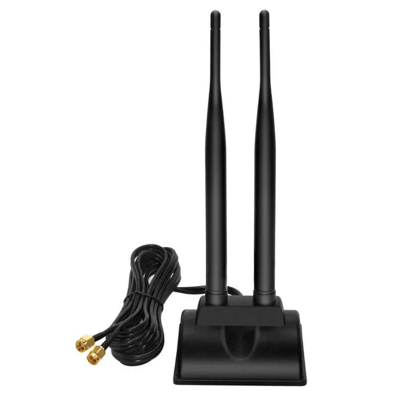 Antenna WIFI 2.4G 5.8G Antenna con base magnetica dual band RP SMA maschio con cavo da 2 M per scheda di rete router wireless