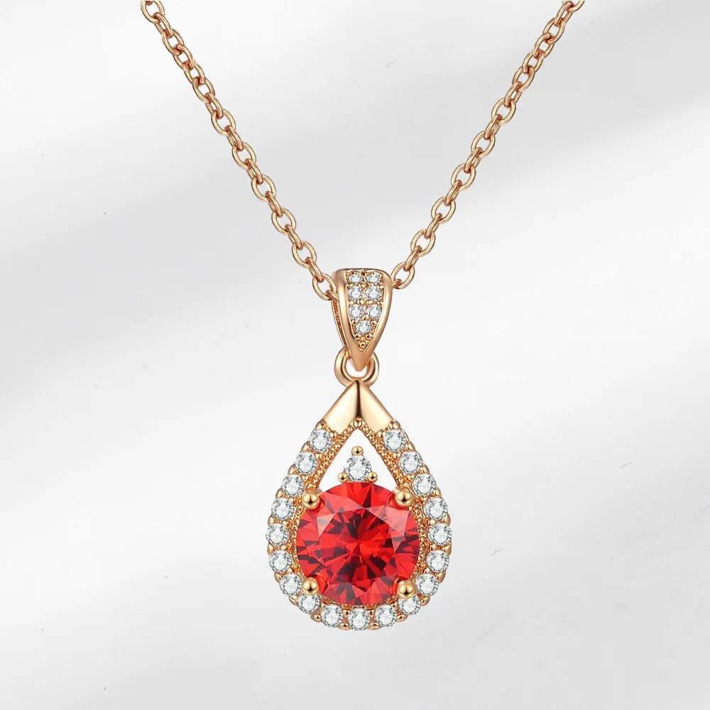 Collana in argento sterling 925 con catena clavicola, pendente a goccia con zirconi da 2 carati, collana da donna, regalo di gioielli per feste di compleanno