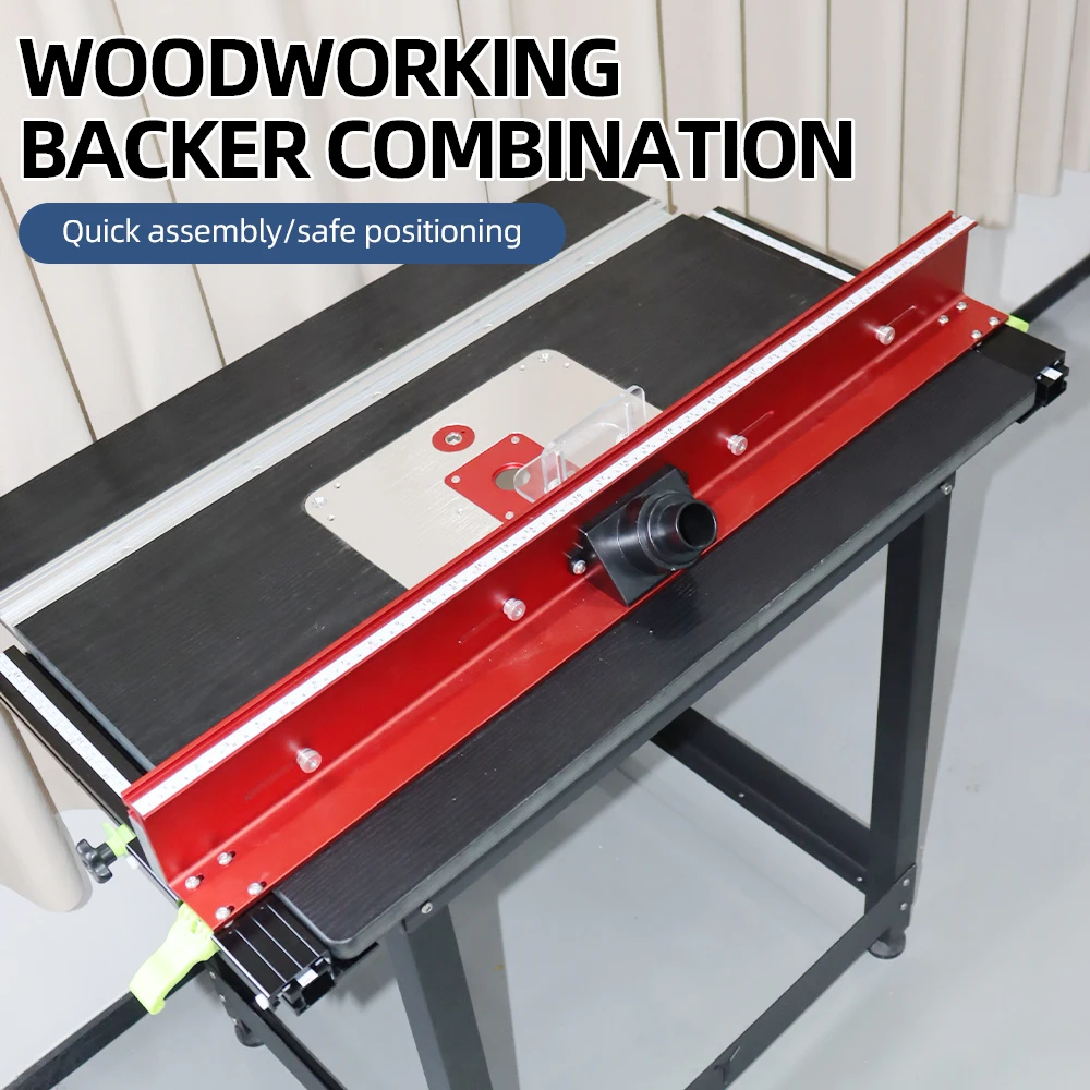 ENJOYWOOD Holzbearbeitungs-Backer-Kombination, hochpräziser Router, Tischzaun, Aluminiumlegierung, verstellbarer Chip-Auslass, doppeltes Endschloss Image