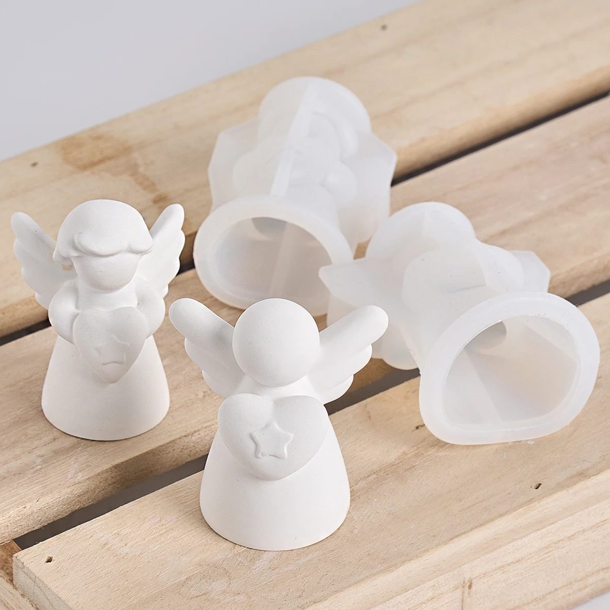 Herz Flügel Engel Silikon Duftkerze Form DIY Mädchen Skulptur Gips Home Decor handgemachte menschliche Harz Form für Geburtstagsgeschenke Image