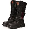 Männer Kniehohe Leder Stiefel Winter Männlichen Motorrad Stiefel Gothic Punk Schuhe Herren Outdoor Military Casual Werkzeug Stiefel Mann