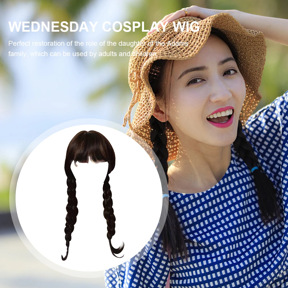 Halloween Kostüm Cosplay Perücken Cosplay Party Dekorationen Doppelt geflochtene Perücke Schwarz Cosplay Haar waschbar für Thema Cosplay Party Image