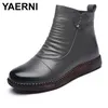 YAERNI Herbst frauen Schuhe Leder Stiefel Frauen Mode Winter Stiefel Frauen Wohnungen Nicht-slip Warme Dicken sohlen Schuhe frauen