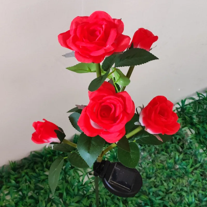 Romantic Rose Flowers Lights Solar Garden Lights Latest Version Outdoor Solar Lights Rose Lights Garden Pathway Decoration 04