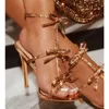 Neue Design Stil Peep Toe Schnalle Frau Sandalen Mode Kristall Dünne High Heels Stripper Party Damen Schuhe Zapatos Mujer