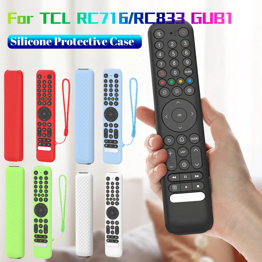 Silikon-Schutzhülle für TCL RC716/RC833 GUB1 Fernbedienung, rutschfeste Schutzhülle, Anti-Drop-Hülle mit Trageband Image