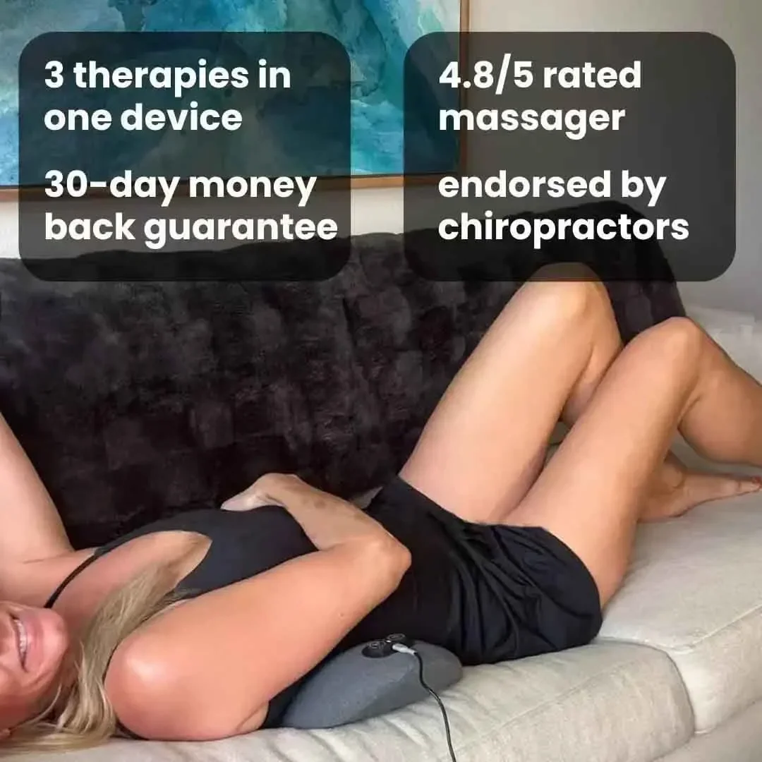 Emeka 3-in-1-Rückenmassagegerät, Wärmevibration zur Linderung von Rückenschmerzen, Bandscheibenvorfall, Dehnungsunterstützung, Traktion, Massagekissen für den unteren Rücken Image