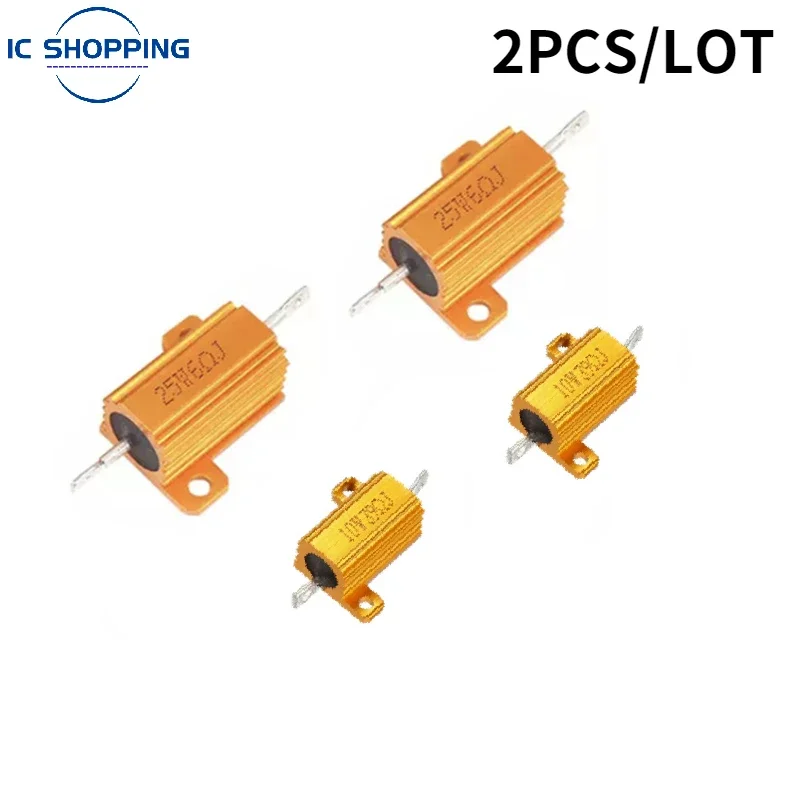 2PCS 10W 25W RX24 Aluminium Power Metal Shell Fall Draht Widerstand 0,1 ~ 10K 0,1 0,2 0,3 1 2 68 10 20 100 200 500 1K 10K Ohm Image