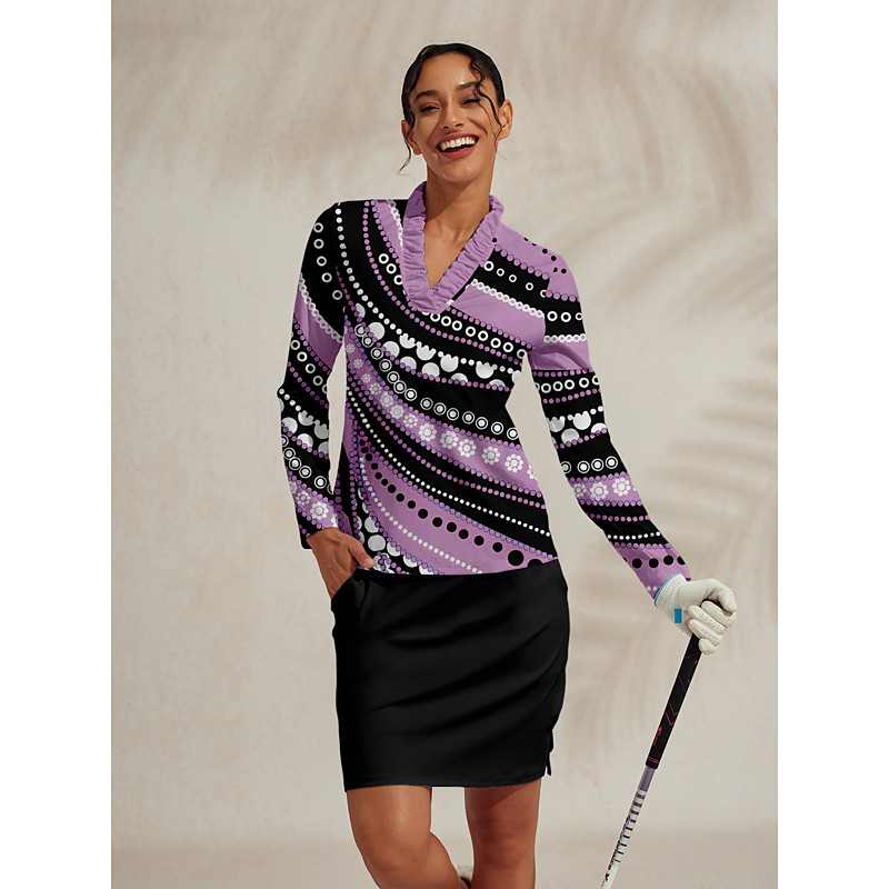 Women's Golf Polo Shirt Purple Long Sleeve Top Ladies Golf Attire Clothes Outfits Wear Apparel