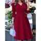 Per donna Abito Midi Abito a trapezio Casual Quotidiano Ferie Vestibilità regolare Semplice Manica 3/4 Scollo a V Nero Vino Viola Estate Primavera Autunno