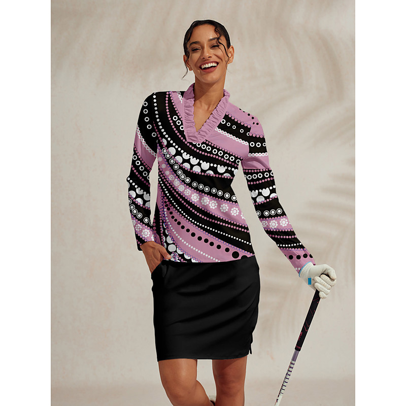 Women's Golf Polo Shirt Purple Long Sleeve Top Ladies Golf Attire Clothes Outfits Wear Apparel