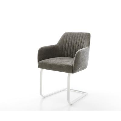 DELIFE Freischwinger Greg-Flex Bouclé Soft Schlamm Freischwinger flach Weiß Taschenfederkern, Esszimmerstühle Image