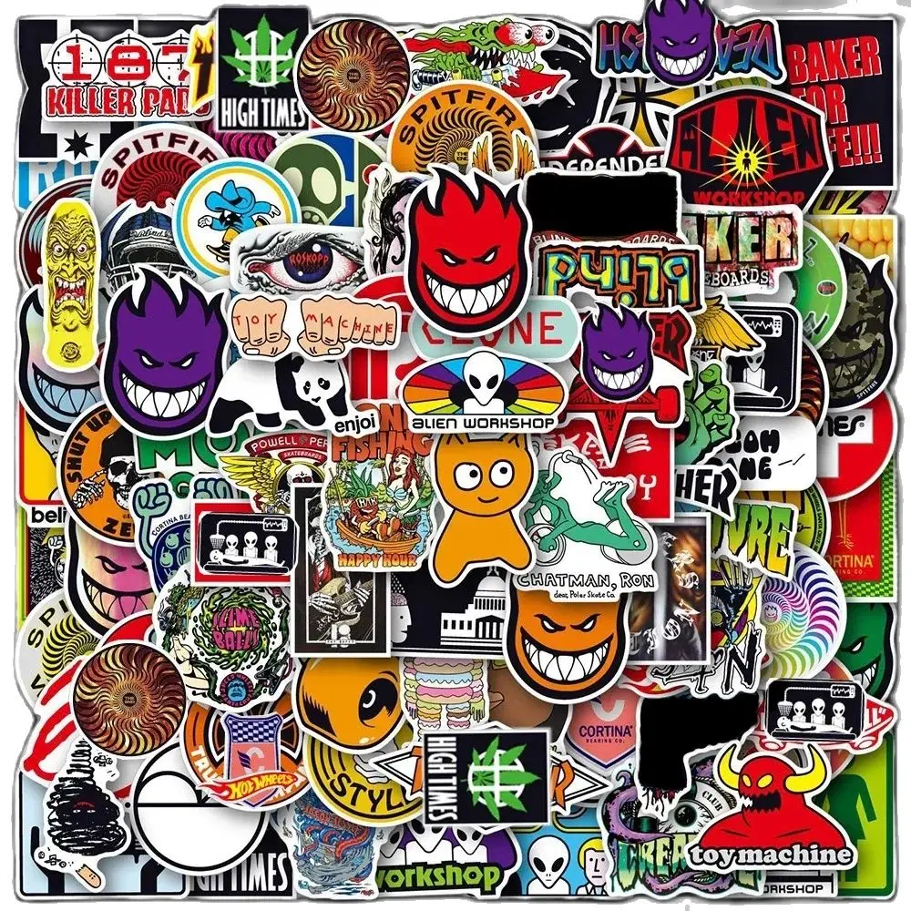 100Pcs Skateboard Brand Cool Stickers for Laptop Skate Water Bottle Phone Car Bicycle Luggage Helmet Motorcycle Waterproof
