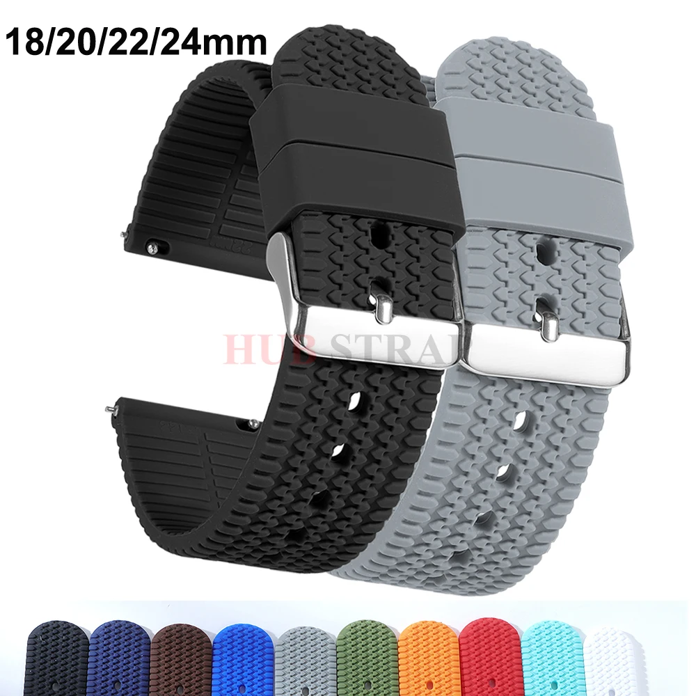 18mm 20mm 22mm 24mm Soft Rubber Strap Silicone Watch Band for Seiko for Rolex Bracelet Quick Release Sport Replacement Wristband
